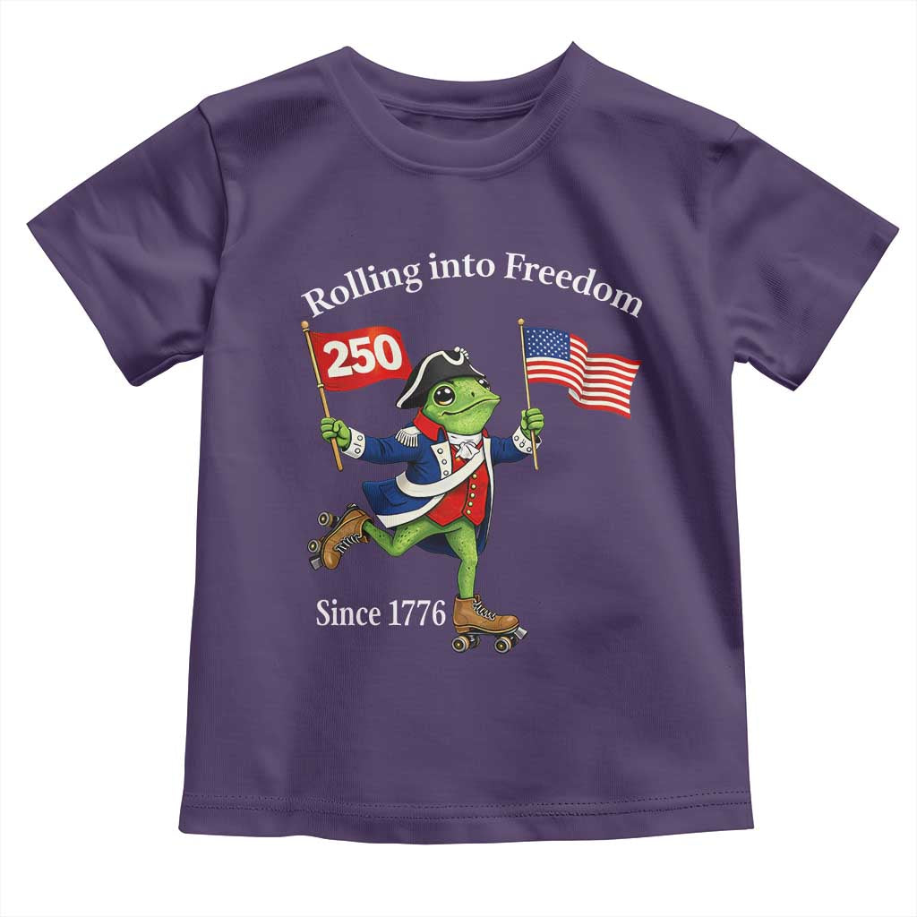 Funny Patriotic Frog Toddler T Shirt Rolling Into 250 Years Of Liberty TS12 Purple Print Your Wear