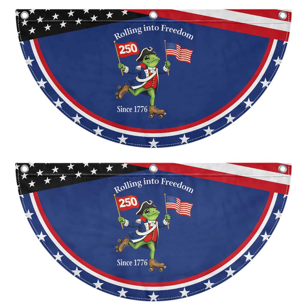 Funny Frog Patriotic Fan Flag Rolling Into 250 Years Of Liberty