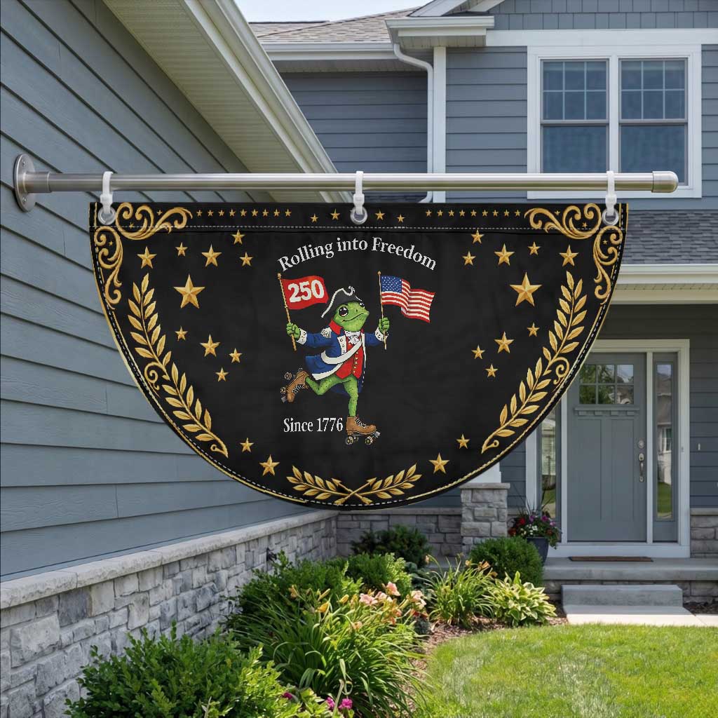 Funny Frog Patriotic Fan Flag Rolling Into 250 Years Of Liberty