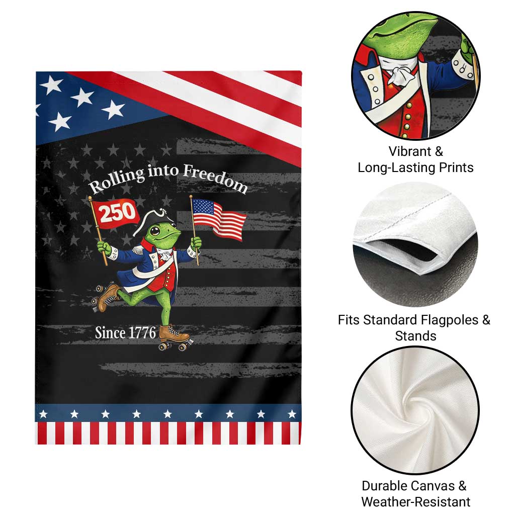 Funny Patriotic Frog Garden Flag Rolling Into 250 Years Of Liberty TS12 Print Your Wear