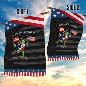 Funny Patriotic Frog Garden Flag Rolling Into 250 Years Of Liberty TS12 Print Your Wear