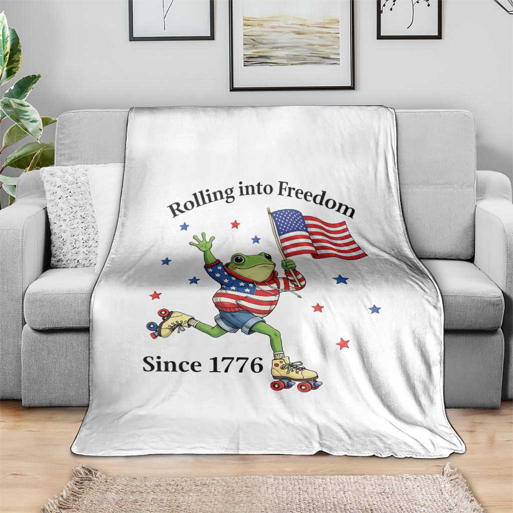 Funny Patriotic Frog Throw Blanket Rolling Into Freedom Since 1776 TS12 Print Your Wear