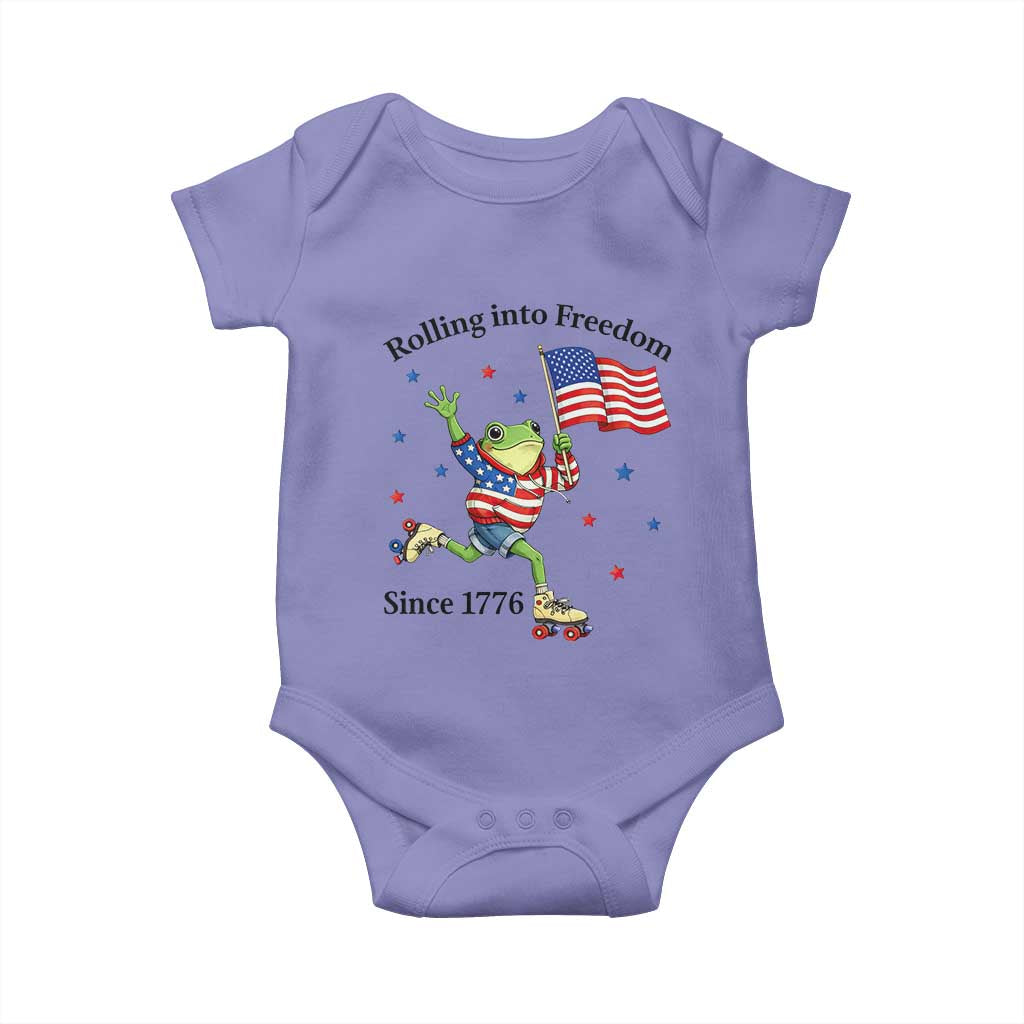 Funny Patriotic Frog Baby Onesie Rolling Into Freedom Since 1776 TS12 Violet Print Your Wear