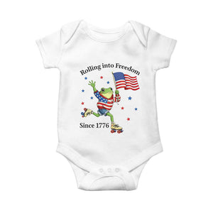 Funny Patriotic Frog Baby Onesie Rolling Into Freedom Since 1776 TS12 White Print Your Wear