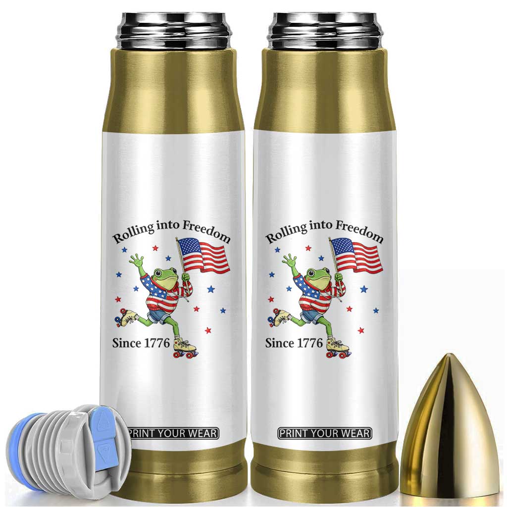 Funny Patriotic Frog Bullet Tumbler Rolling Into Freedom Since 1776 TS12 White Print Your Wear
