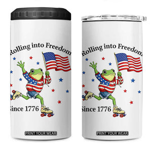 Funny Patriotic Frog 4 in 1 Can Cooler Tumbler Rolling Into Freedom Since 1776 TS12 One Size: 16 oz White Print Your Wear