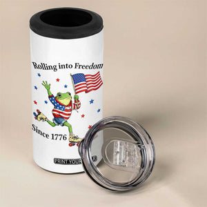 Funny Patriotic Frog 4 in 1 Can Cooler Tumbler Rolling Into Freedom Since 1776 TS12 Print Your Wear