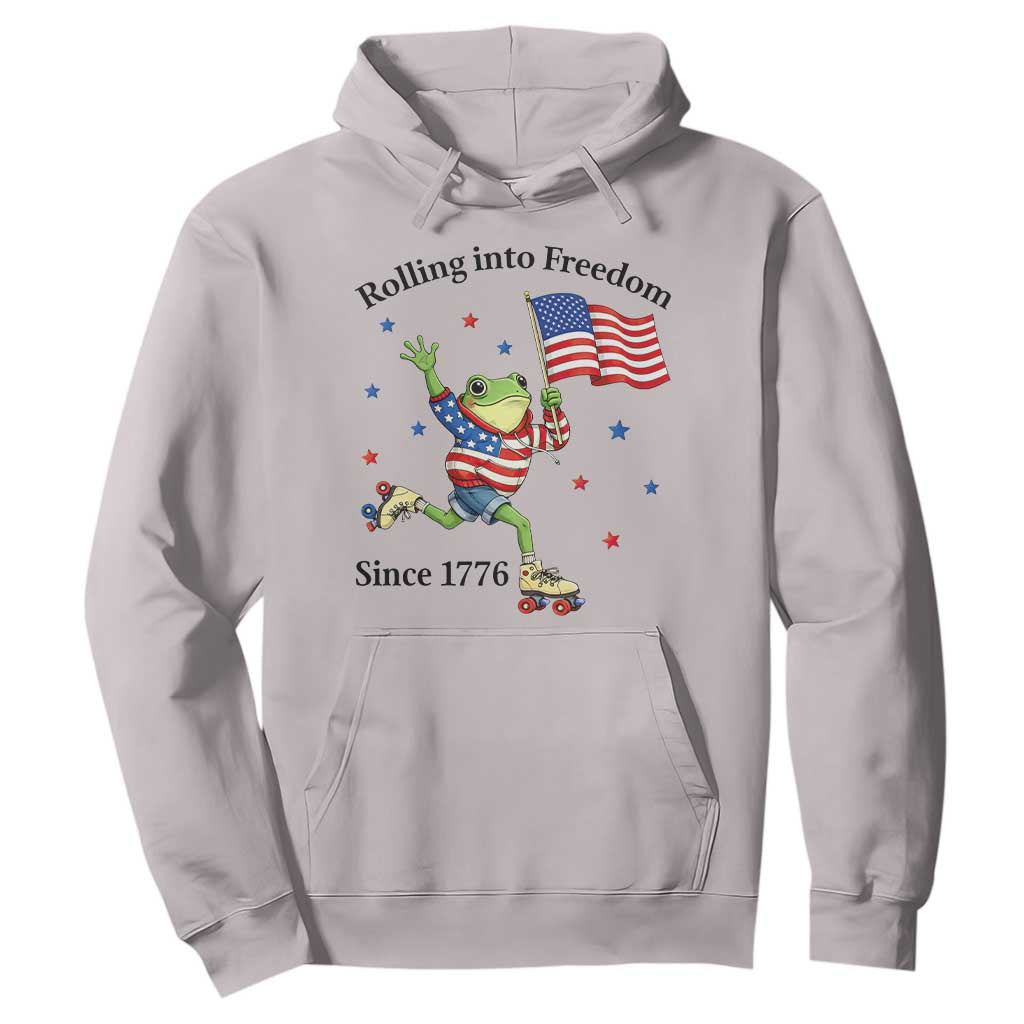 Funny Patriotic Frog Hoodie Rolling Into Freedom Since 1776 TS12 Ice Gray Print Your Wear