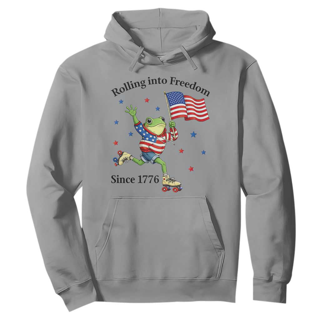 Funny Patriotic Frog Hoodie Rolling Into Freedom Since 1776 TS12 Sport Gray Print Your Wear