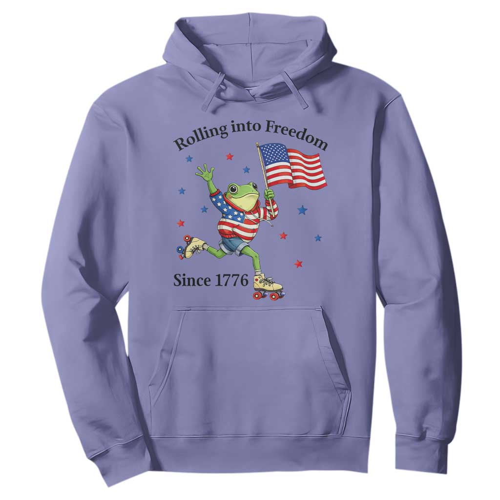 Funny Patriotic Frog Hoodie Rolling Into Freedom Since 1776 TS12 Violet Print Your Wear