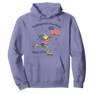 Funny Patriotic Frog Hoodie Rolling Into Freedom Since 1776 TS12 Violet Print Your Wear