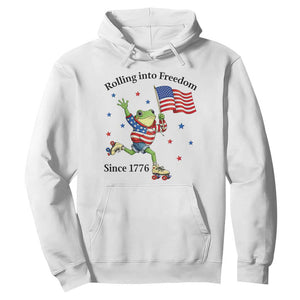 Funny Patriotic Frog Hoodie Rolling Into Freedom Since 1776 TS12 White Print Your Wear