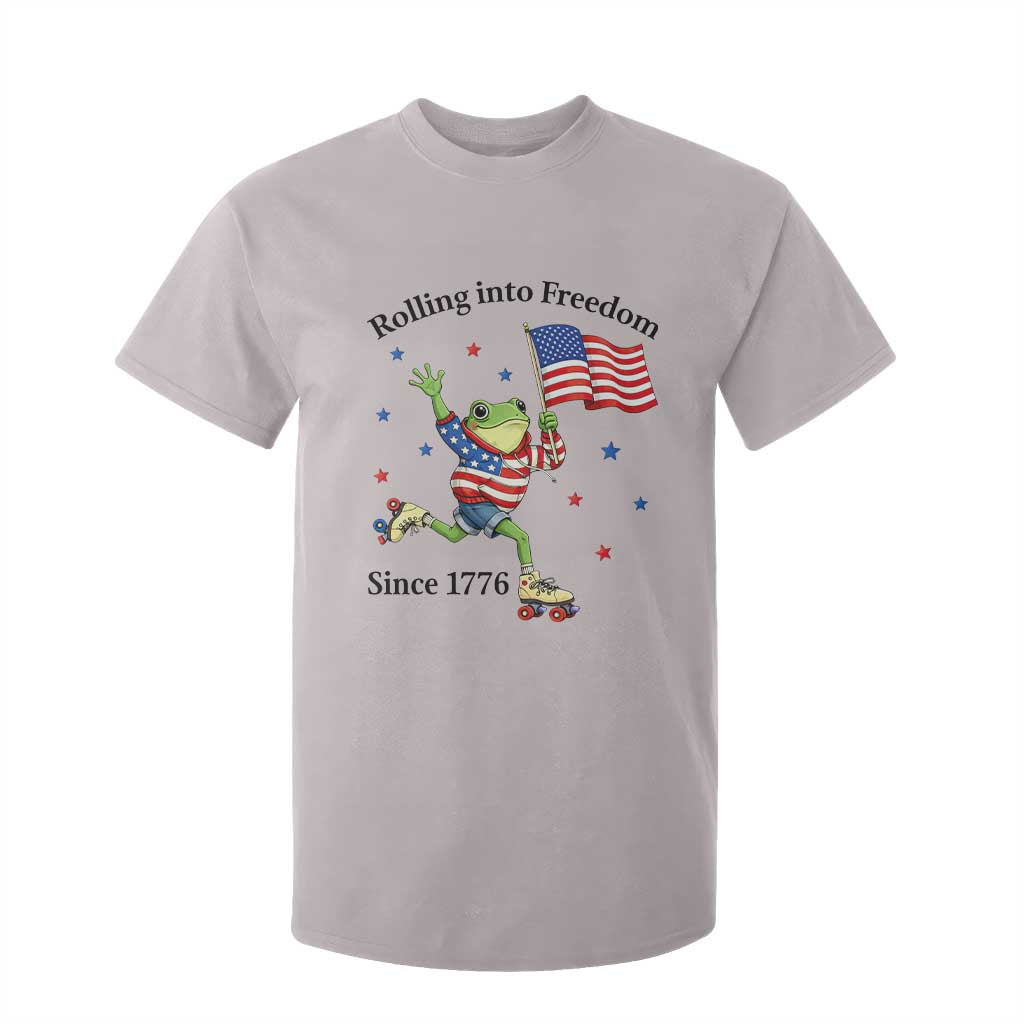 Funny Patriotic Frog T Shirt For Kid Rolling Into Freedom Since 1776 TS12 Ice Gray Print Your Wear