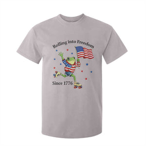 Funny Patriotic Frog T Shirt For Kid Rolling Into Freedom Since 1776 TS12 Ice Gray Print Your Wear
