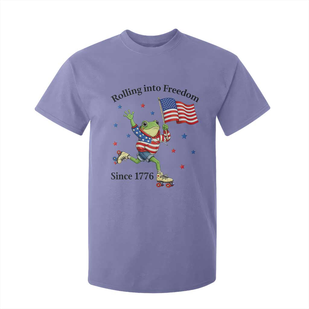 Funny Patriotic Frog T Shirt For Kid Rolling Into Freedom Since 1776 TS12 Violet Print Your Wear