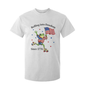 Funny Patriotic Frog T Shirt For Kid Rolling Into Freedom Since 1776 TS12 White Print Your Wear