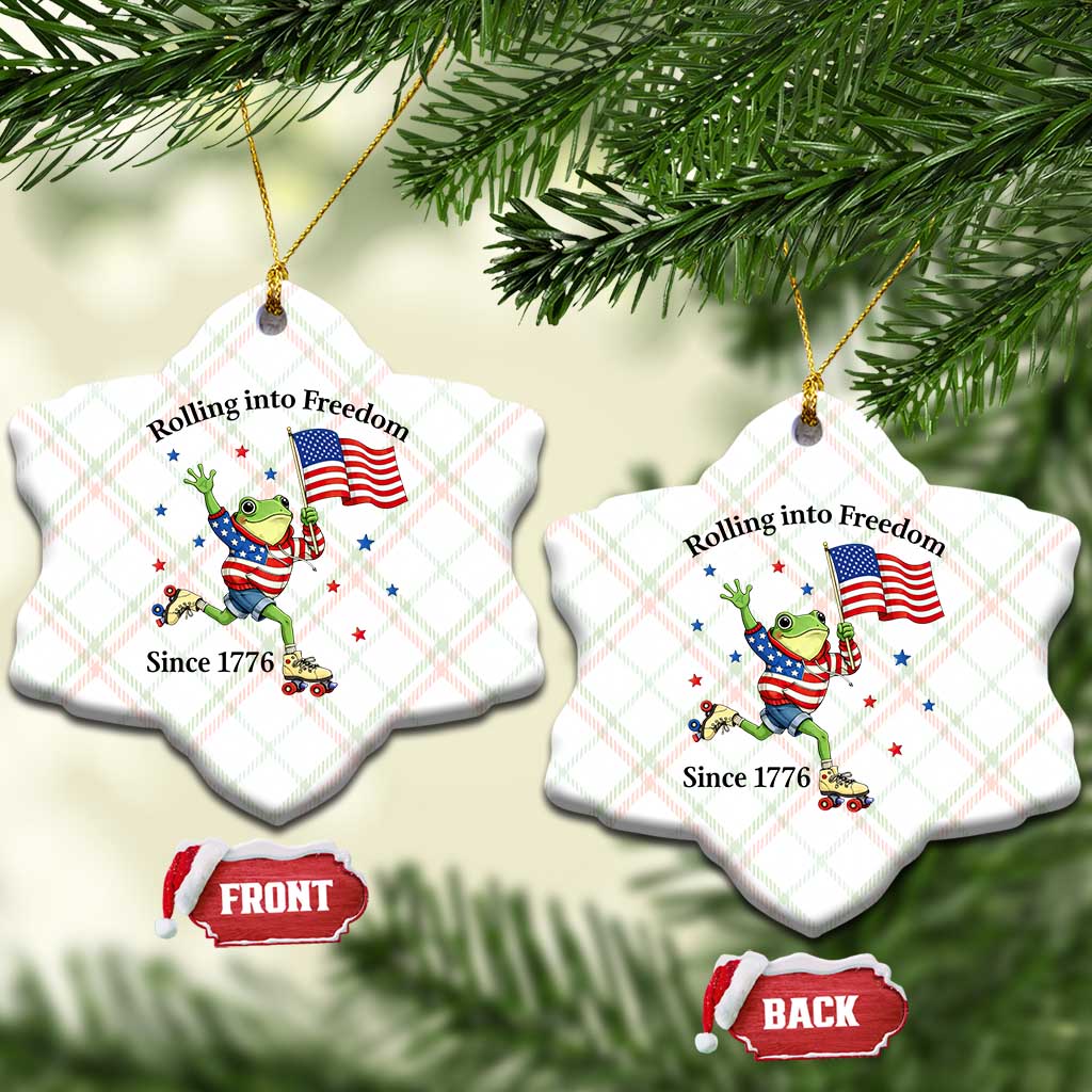 Funny Patriotic Frog Ceramic Ornament Rolling Into Freedom Since 1776 TS12 Print Your Wear