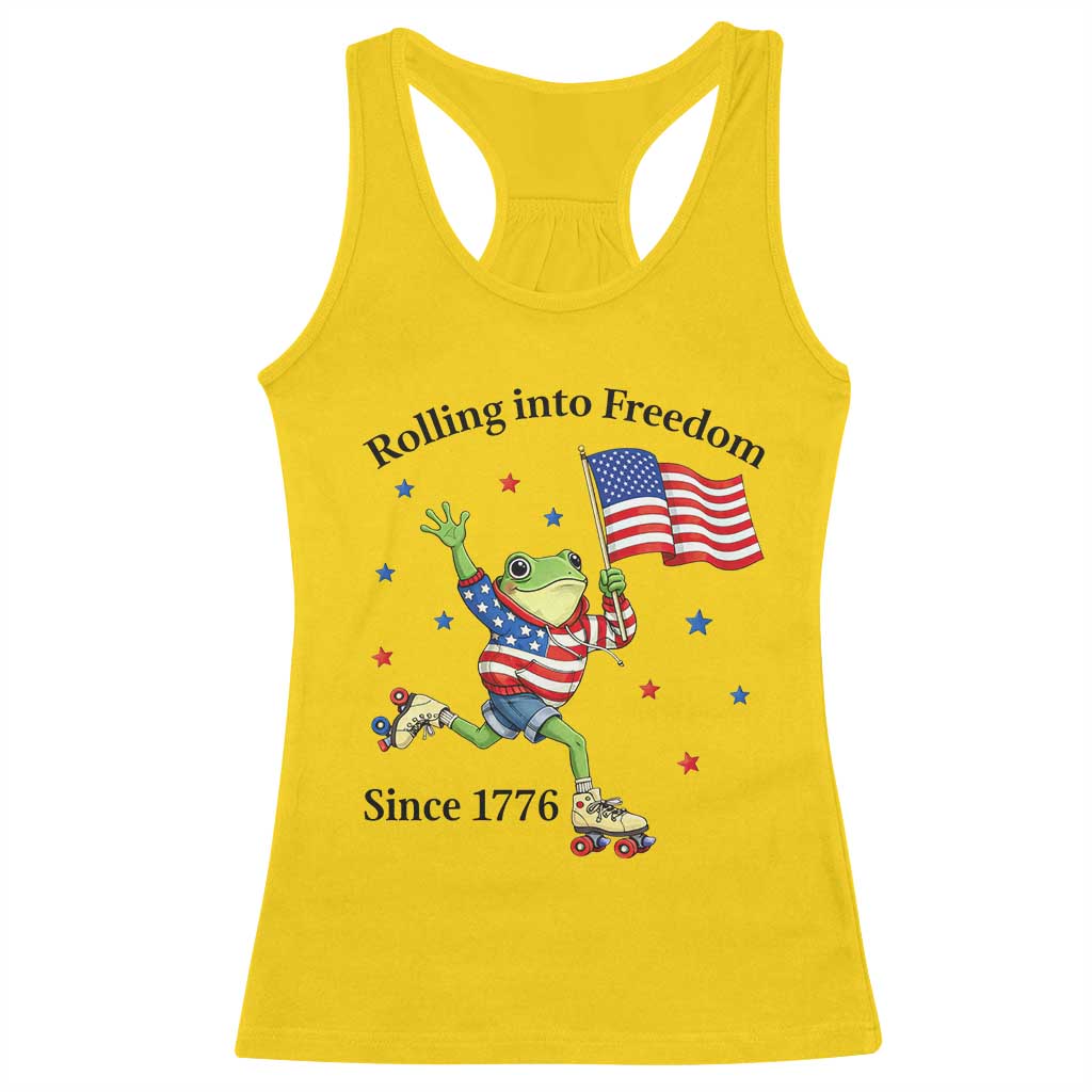 Funny Patriotic Frog Racerback Tank Top Rolling Into Freedom Since 1776 TS12 Daisy Print Your Wear