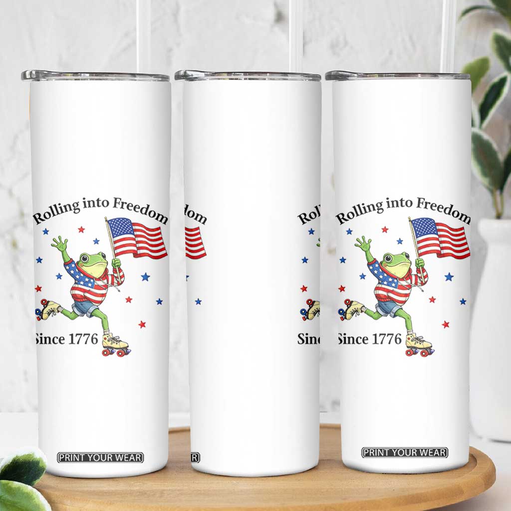 Funny Patriotic Frog Skinny Tumbler Rolling Into Freedom Since 1776 TS12 Print Your Wear