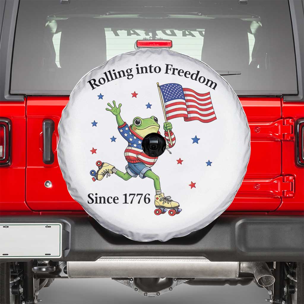 Funny Patriotic Frog Spare Tire Cover Rolling Into Freedom Since 1776 TS12 White Print Your Wear