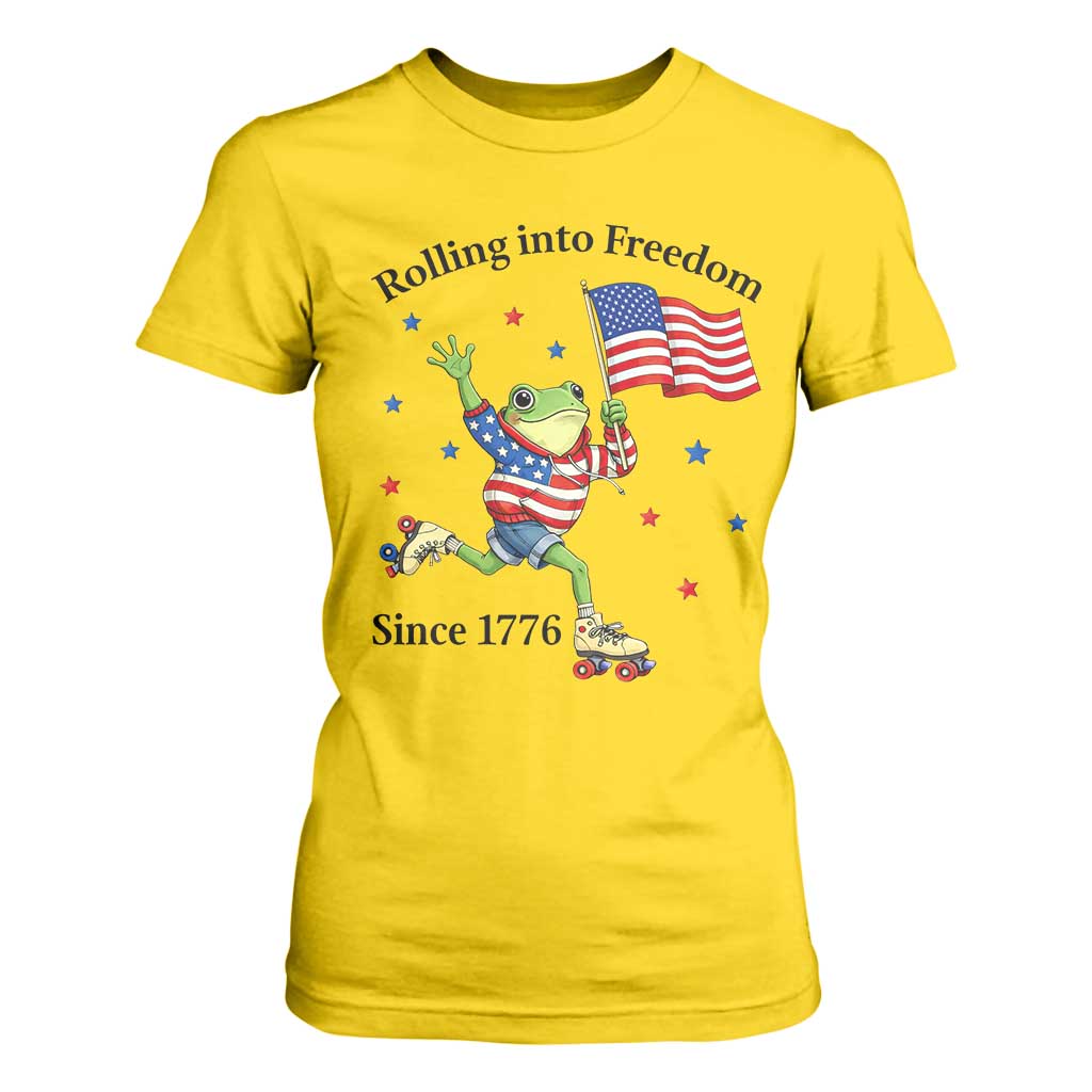 Funny Patriotic Frog T Shirt For Women Rolling Into Freedom Since 1776 TS12 Daisy Print Your Wear