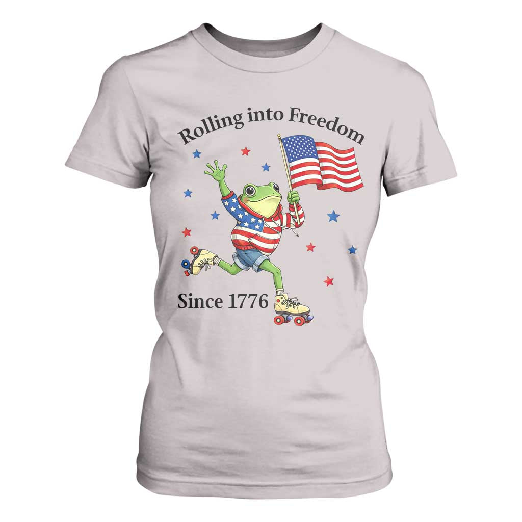 Funny Patriotic Frog T Shirt For Women Rolling Into Freedom Since 1776 TS12 Ice Gray Print Your Wear