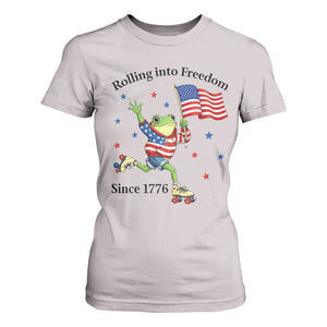 Funny Patriotic Frog T Shirt For Women Rolling Into Freedom Since 1776 TS12 Ice Gray Print Your Wear