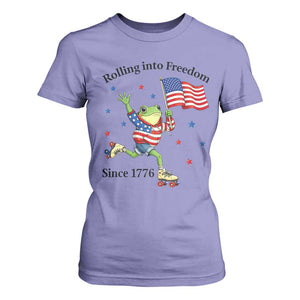 Funny Patriotic Frog T Shirt For Women Rolling Into Freedom Since 1776 TS12 Violet Print Your Wear