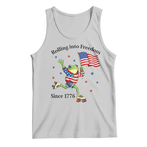 Funny Patriotic Frog Tank Top Rolling Into Freedom Since 1776 TS12 Ash Print Your Wear