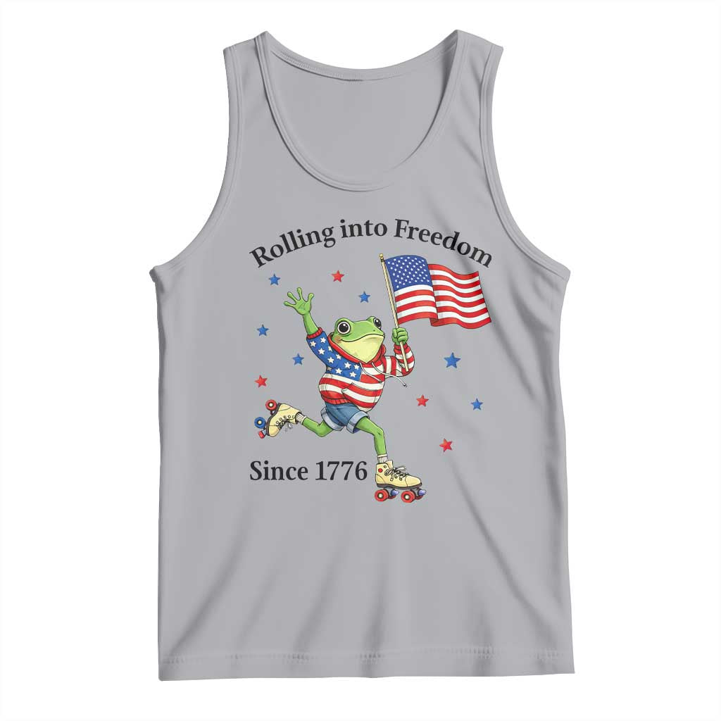 Funny Patriotic Frog Tank Top Rolling Into Freedom Since 1776 TS12 Athletic Heather Print Your Wear