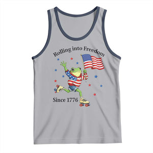 Funny Patriotic Frog Tank Top Rolling Into Freedom Since 1776 TS12 Athletic Heather Navy Print Your Wear