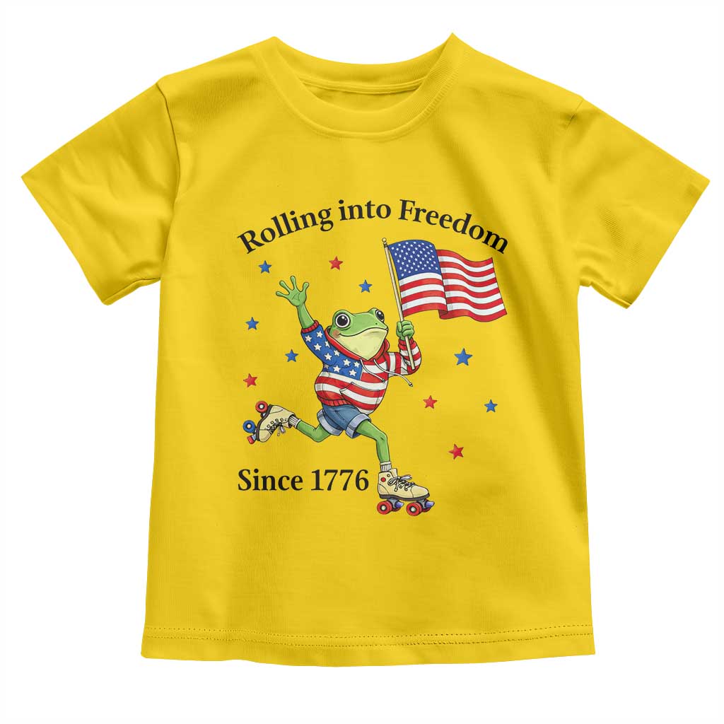 Funny Patriotic Frog Toddler T Shirt Rolling Into Freedom Since 1776 TS12 Daisy Print Your Wear