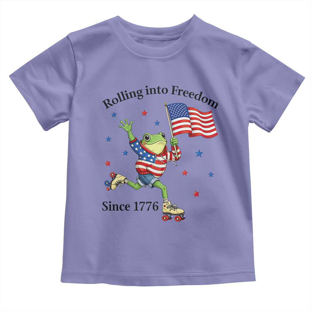 Funny Patriotic Frog Toddler T Shirt Rolling Into Freedom Since 1776 TS12 Violet Print Your Wear
