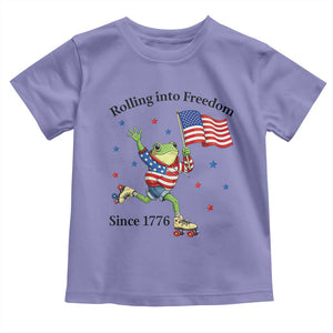 Funny Patriotic Frog Toddler T Shirt Rolling Into Freedom Since 1776 TS12 Violet Print Your Wear