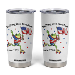 Funny Patriotic Frog Tumbler Cup Rolling Into Freedom Since 1776 TS12 White Print Your Wear