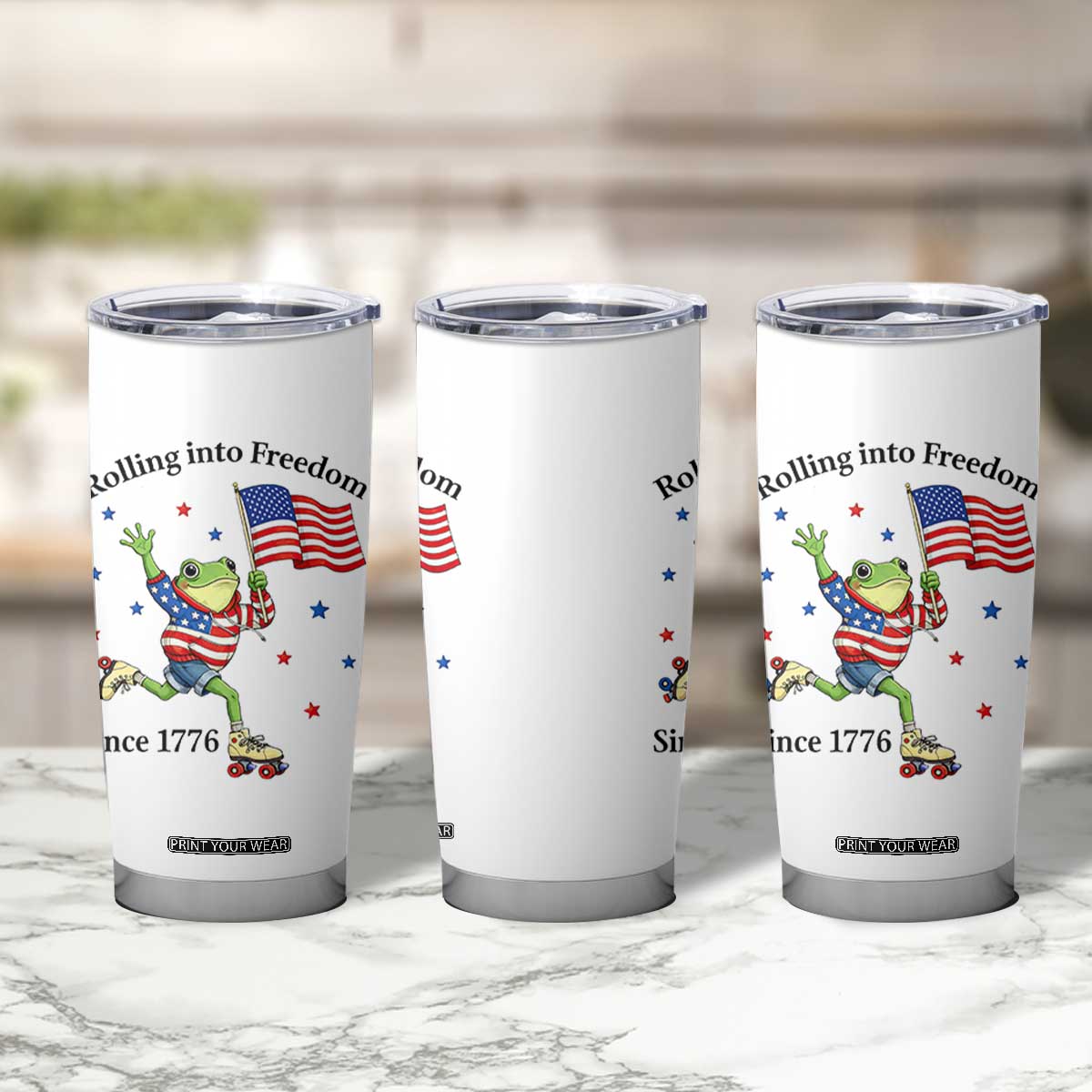 Funny Patriotic Frog Tumbler Cup Rolling Into Freedom Since 1776 TS12 Print Your Wear