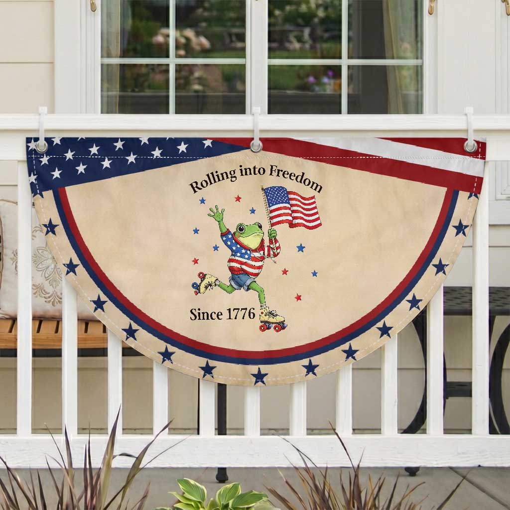 Funny USA 250th Anniversary Frog Patriotic Fan Flag Rolling Into Freedom Since 1776