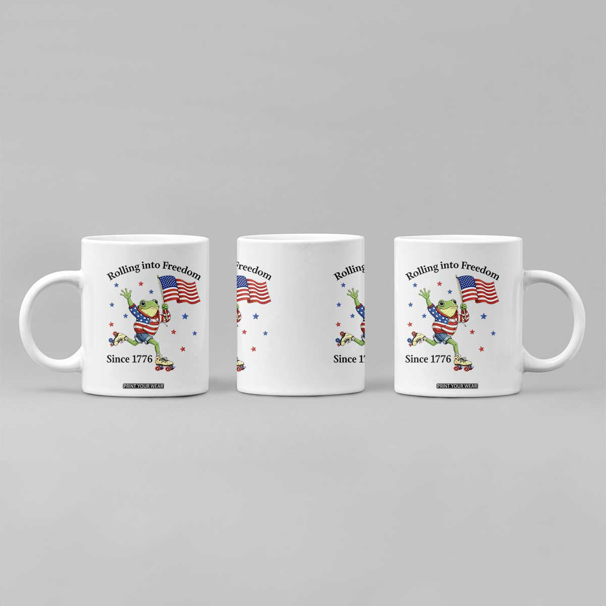 Funny Patriotic Frog Coffee Mug Rolling Into Freedom Since 1776 TS12 Print Your Wear