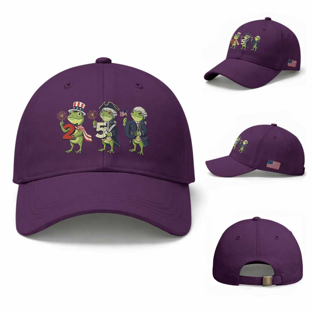 Proud American Frog Baseball Cap Celebrating 250 Years Of Freedom TS12 Baseball Cap Universal Fit Purple Print Your Wear
