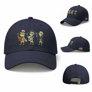 Proud American Frog Baseball Cap Celebrating 250 Years Of Freedom TS12 Baseball Cap Universal Fit Navy Print Your Wear