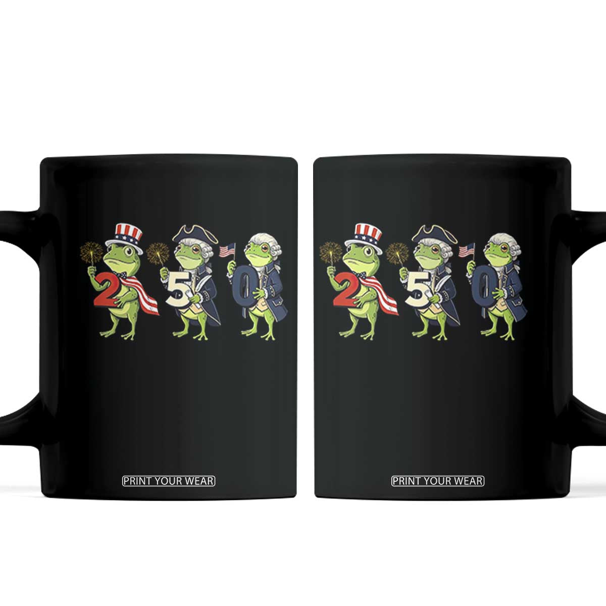 Proud American Frog Coffee Mug Celebrating 250 Years Of Freedom TS12 Black Print Your Wear