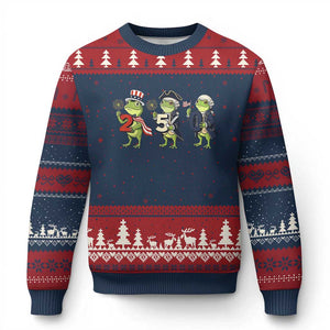 Proud American Frog Ugly Christmas Sweater Celebrating 250 Years Of Freedom TS12 Navy Red Print Your Wear