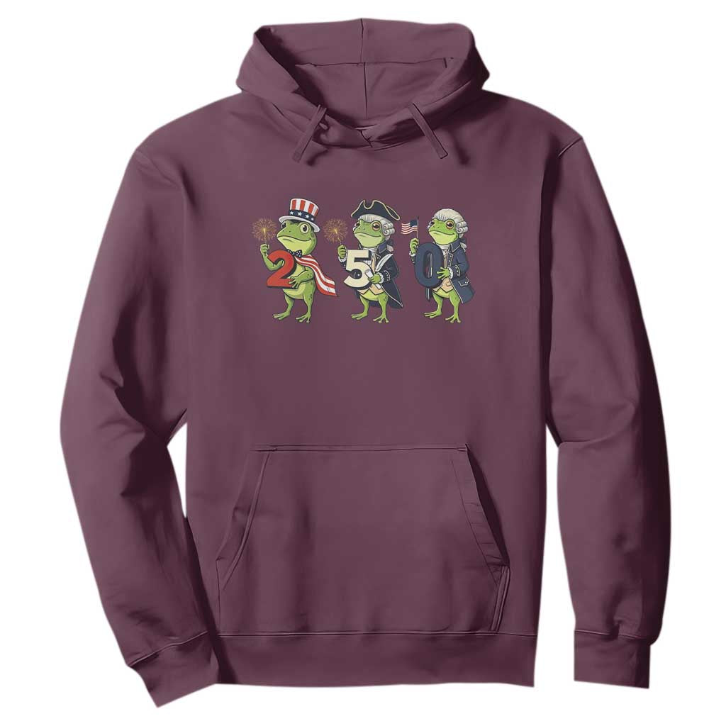 Proud American Frog Hoodie Celebrating 250 Years Of Freedom TS12 Maroon Print Your Wear