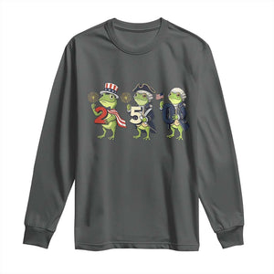 Proud American Frog Long Sleeve Shirt Celebrating 250 Years Of Freedom TS12 Dark Heather Print Your Wear