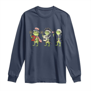 Proud American Frog Long Sleeve Shirt Celebrating 250 Years Of Freedom TS12 Navy Print Your Wear
