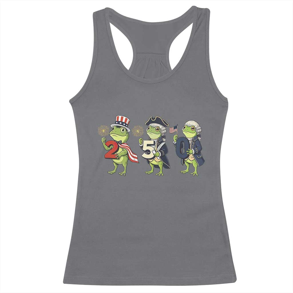 Proud American Frog Racerback Tank Top Celebrating 250 Years Of Freedom TS12 Charcoal Print Your Wear