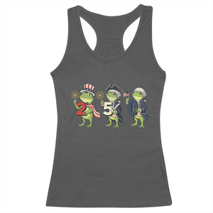 Proud American Frog Racerback Tank Top Celebrating 250 Years Of Freedom TS12 Dark Heather Print Your Wear