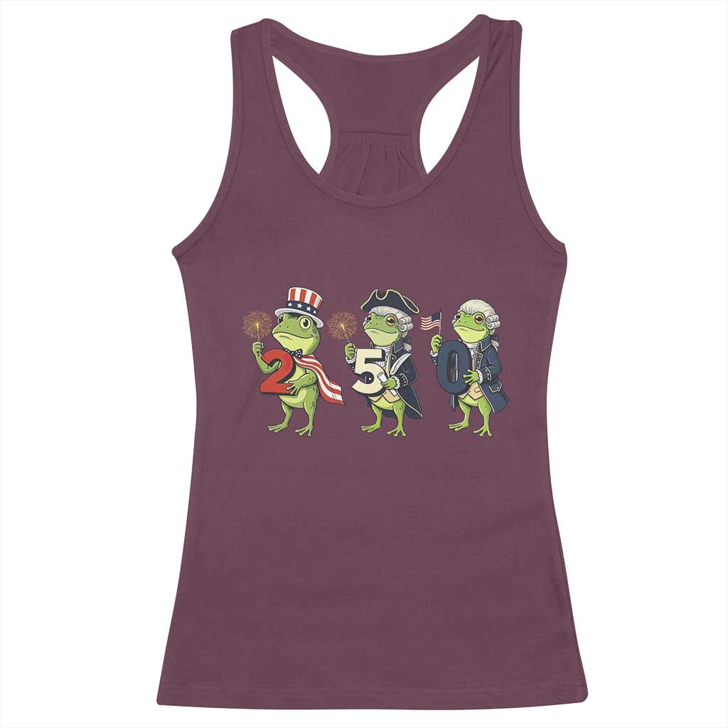 Proud American Frog Racerback Tank Top Celebrating 250 Years Of Freedom TS12 Maroon Print Your Wear