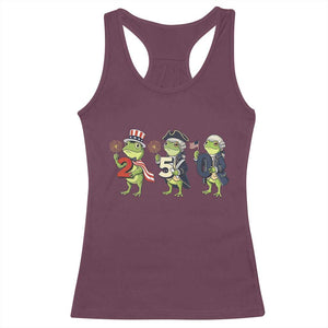Proud American Frog Racerback Tank Top Celebrating 250 Years Of Freedom TS12 Maroon Print Your Wear