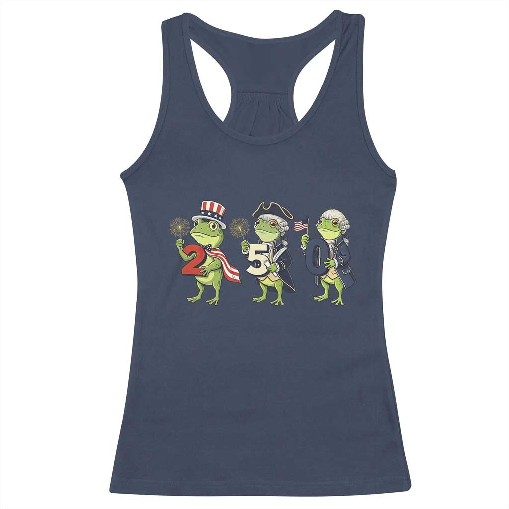 Proud American Frog Racerback Tank Top Celebrating 250 Years Of Freedom TS12 Navy Print Your Wear